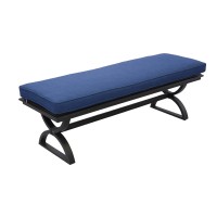 Outdoor Aluminum Bench With Cushion Dark Lava Bronzenavy Blue(D0102H7C606)