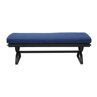 Outdoor Aluminum Bench With Cushion Dark Lava Bronzenavy Blue(D0102H7C606)