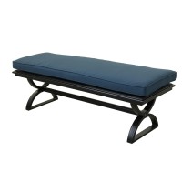 Outdoor Aluminum Dining Bench With Cushion Espresso Brownsapphire Blue(D0102H7Cccx)
