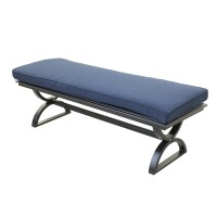 Outdoor Aluminum Bench With Cushion Espresso Brownnavy Blue(D0102H7Cy7T)