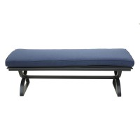 Outdoor Aluminum Bench With Cushion Espresso Brownnavy Blue(D0102H7Cy7T)