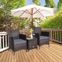 Happygrill 3-Pieces Patio Furniture Set Outdoor Wicker Rattan Conversation Set With Coffee Table Chairs & Thick Cushions Bistro Sets For Patio Garden Lawn Backyard Pool