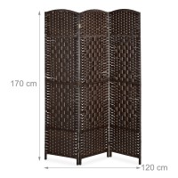 Relaxdays Folding Room Divider, 3-Piece Privacy Screen, H X W: 170 X 120 Cm, Brown