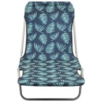 Vidaxl 2X Folding Sun Lounger Outdoor Garden Beach Patio Lounge Seating Bed Foldable Camping Chair Daybed Sunbed Steel And Fabric Leaf Pattern