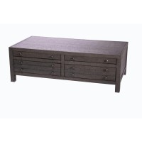 Rustic Style Coffee Table with 4Drawer Storage Rustic Dark Grey