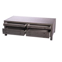 Rustic Style Coffee Table with 4Drawer Storage Rustic Dark Grey