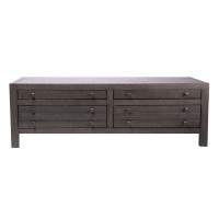 Rustic Style Coffee Table With 4-Drawer Storage  Rustic Dark Grey