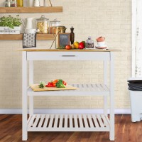 Casual Home Solid Wood Kitchen Island Natural Maple Top White Base New 4020365Inch