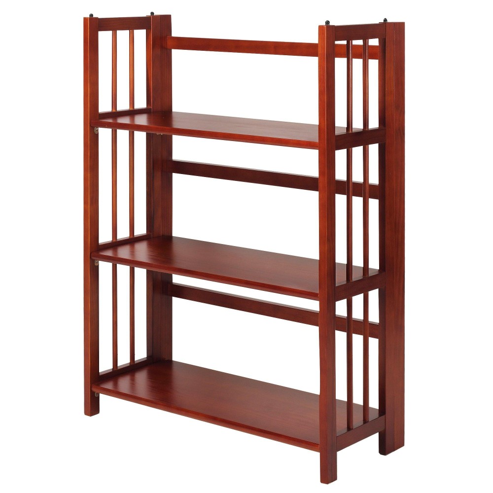 Casual Home 3Shelf 275 Wide Folding Stackable Bookcase Mahogany New