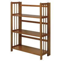 Casual Home 3Shelf 275 Wide Folding Stackable Bookcase Chestnut New