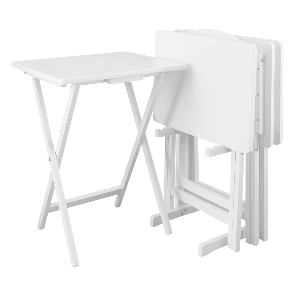 Casual Home 5Pcs Tray Table Set White New