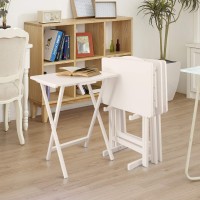 Casual Home 5Pcs Tray Table Set White New