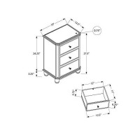 Monarch Specialties Side Nightstand-3 Storage Drawers-For Living Room Or Bedroom-Glam-Style Accent Table, 28