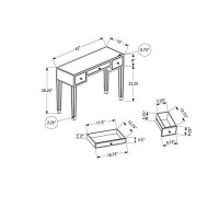 Monarch Specialties Rectangular Narrow Accent 3 Storage DrawersGlamStyle Makeup Vanity Console Table 42 L MirrorSilver