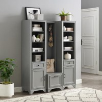 Tara 3Pc Entryway Set Distressed Gray Hall Tree 2 Linen Cabinets