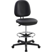 Lorell Vinyl Contoured Back Stool Vinyl Plastic Seat Vinyl Plastic Back 5star Base Black 1 Each