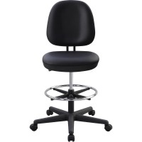 Lorell Vinyl Contoured Back Stool Vinyl Plastic Seat Vinyl Plastic Back 5star Base Black 1 Each