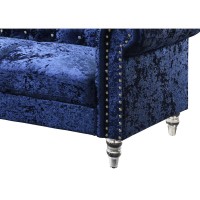 Dark Blue Velvet Tufted KD Sofa