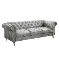 Grey Velvet Tufted KD Sofa