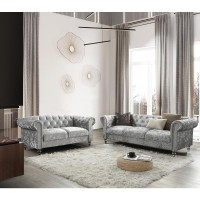 Grey Velvet Tufted KD Sofa