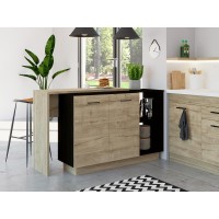 Creta Kitchen Island Black Light Oak