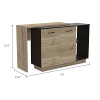 Creta Kitchen Island Black Light Oak