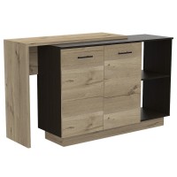 Creta Kitchen Island Black/ Light Oak