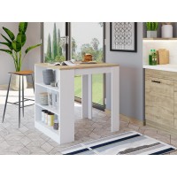 Milos Kitchen Island Table WhiteLight Oak