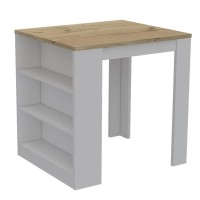 Milos Kitchen Island Table WhiteLight Oak