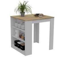 Milos Kitchen Island Table WhiteLight Oak