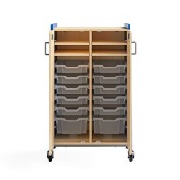 Safco Products Whiffle Typical 14 Double Column 12Tote 4Shelf Doored Rolling Storage Cart with Magnetic DryErase Back Elect