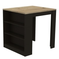 Milos Kitchen Island Table Black WengueLight Oak