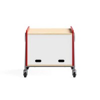 Safco Products 3933RED Whiffle Typical 13 Double Column 4Tote 2Shelf Doored Rolling Storage Cart with Magnetic DryErase Back