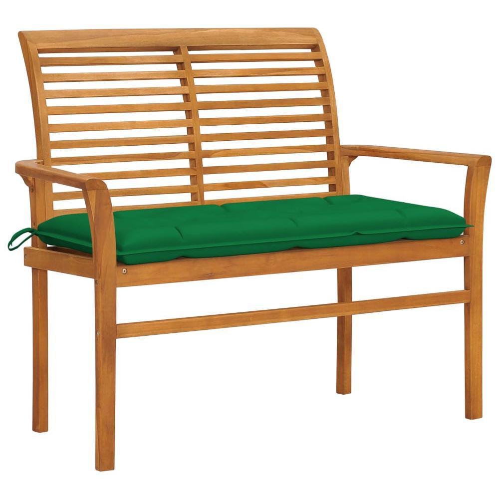 vidaXL Garden Bench with Green Cushion 441 Solid Teak Wood 2669