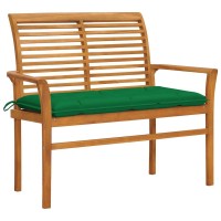 vidaXL Garden Bench with Green Cushion 441 Solid Teak Wood 2669