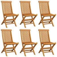 vidaXL Garden Chairs with Taupe Cushions 6 pcs Solid Teak Wood 5613