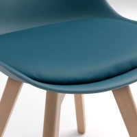 Mobili Fiver, Greta Scandinavian Style Chairs, Dining Chairs Set Of 4, Petrol Blue, Modern Chairs For Kitchen, Living Room, Polypropylene - Multi-Layered Beechwood