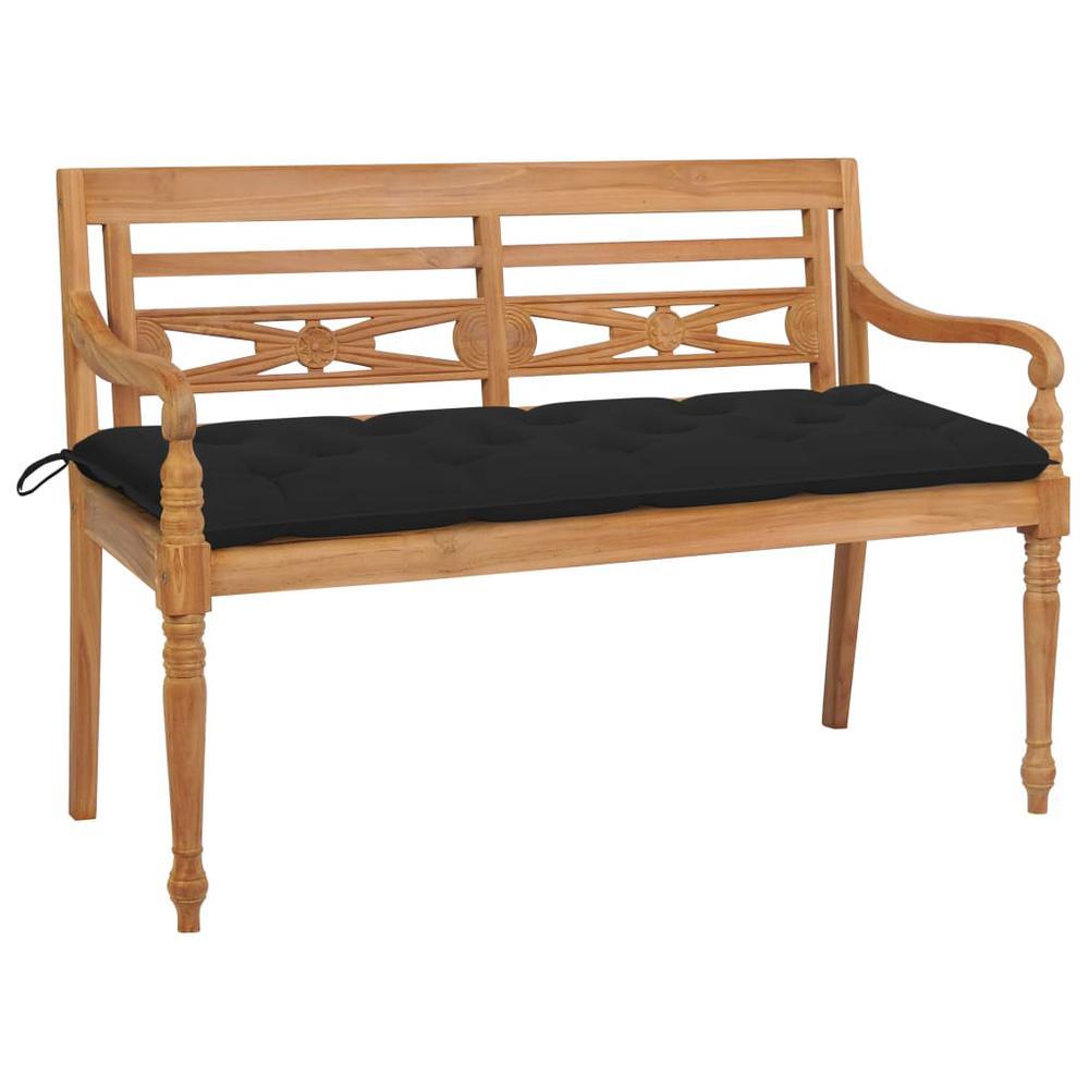 vidaXL Batavia Bench with Black Cushion 591 Solid Teak Wood 2203