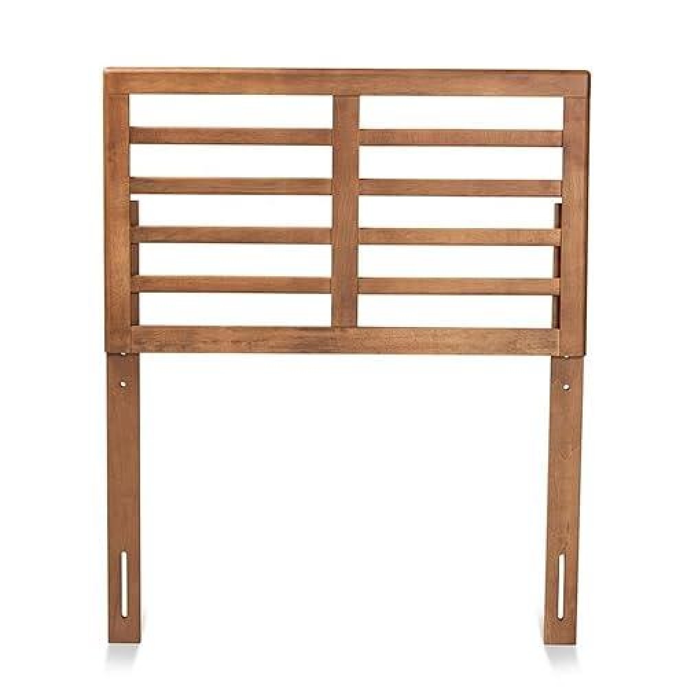 Baxton Studio Salome Mid-Century Modern Walnut Brown Finished Wood Twin Size Open Slat Headboard