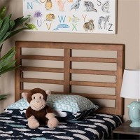 Baxton Studio Salome Mid-Century Modern Walnut Brown Finished Wood Twin Size Open Slat Headboard