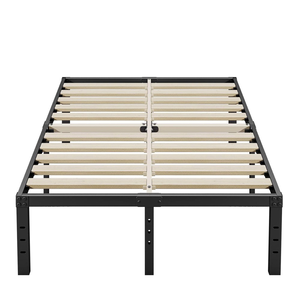 Ziyoo Full Size Bed Frame, 18 Inches Tall, 3 Inches Wide Wood Slats With 3500 Pounds Support For Foam Mattress, No Box Spring Needed, Heavy Duty Metal Platform, Easy Assembly, Noise Free