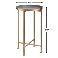 Hollyhome Small Round Metal Waterproof End Table  Accent Indoor&Outdoor Coffee Side Table  Snack Sofa Table For Living Room  Anti-Rust Decorative Plant Stand  (D) 14.5