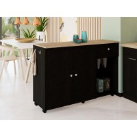 Syros Kitchen Island Cart Black WengueLight Oak