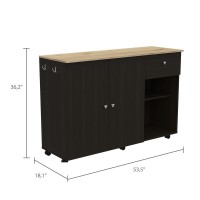 Syros Kitchen Island Cart Black WengueLight Oak