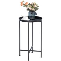 Hollyhome Small Round Metal Waterproof End Table Accent Indooroutdoor Coffee Side Table Snack Sofa Table For Living Room Ant