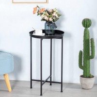 Hollyhome Small Round Metal Waterproof End Table Accent Indooroutdoor Coffee Side Table Snack Sofa Table For Living Room Ant