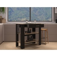 Delos 40Kitchen Island BlackLight Oak