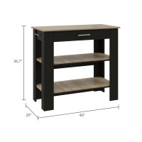 Delos 40Kitchen Island BlackLight Oak