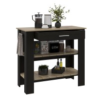 Delos 40Kitchen Island Black-Light Oak