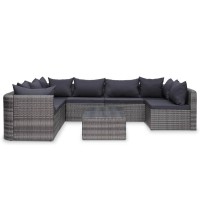 vidaXL 8 Piece Garden Lounge Set with Cushions Poly Rattan Gray 44157